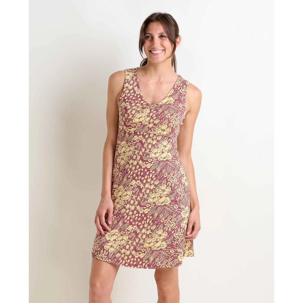Toad & Co Sz Small Rosemarie Sleeveless Dress Garden Floral Zip Pocket Organic